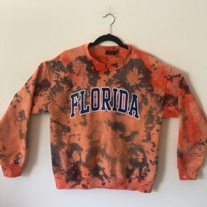 Tie dyed orange and blue Florida Gators sweatshirt